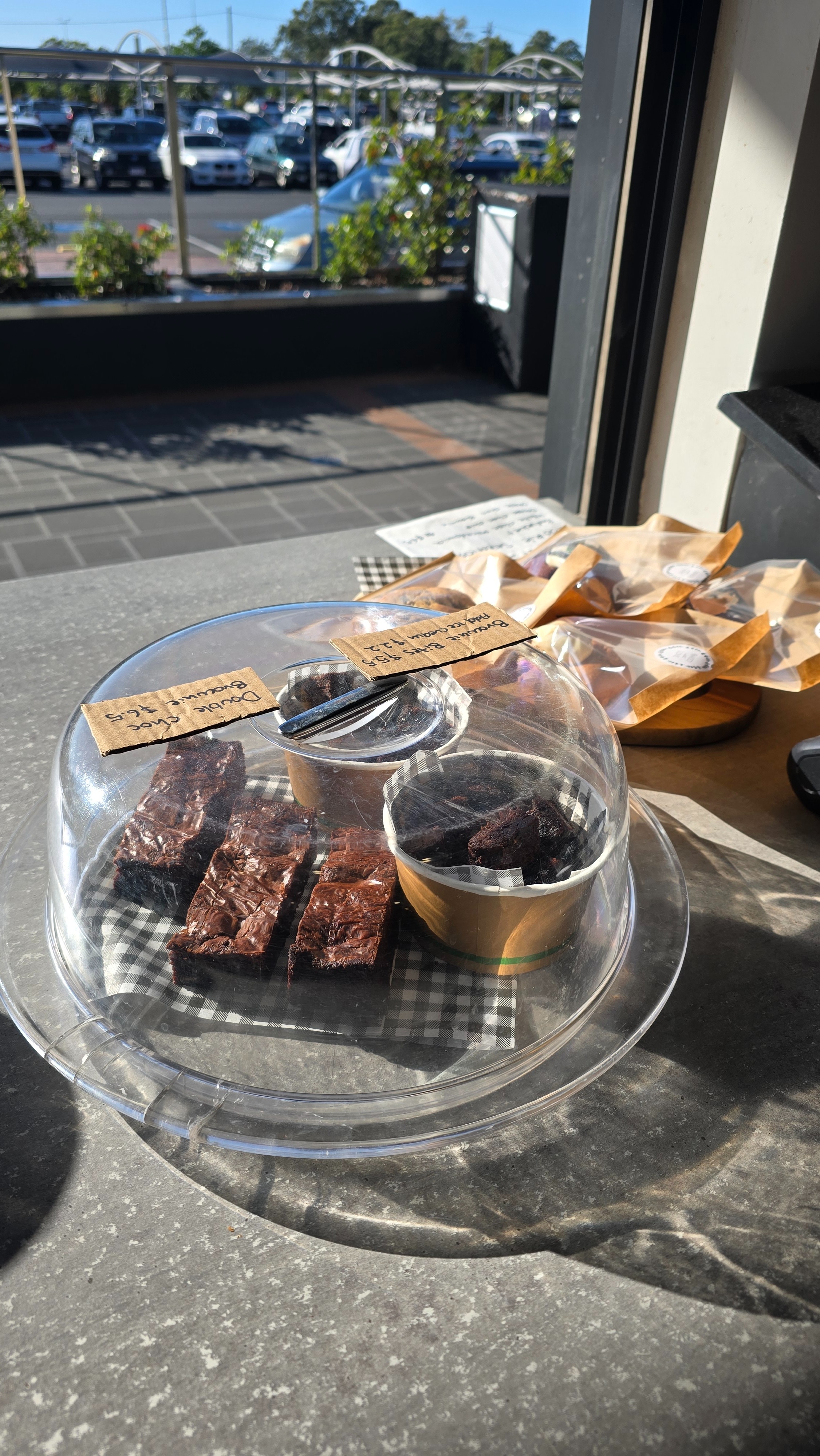 Assortment of baked goods on display
